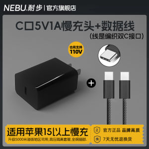 Nebu Mini Slow Charging Head C Port PD5W Charger 5V1A USB-C Data Cable Compatible with Apple 15 pro 16 And Android Devices