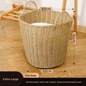 Country Style Foldable Net Dirty Laundry Basket Bathroom Laundry Changing Basket Doll Storage Bucket Home Use Bedroom Storage Bin