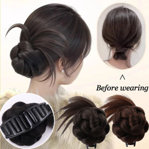 Simulation Flower Bud Style Synthetic Wig Womens Fluffy Wig With Claw Clip Low Bun Chignon Ponytail Extensions Hairstyle Hair Accessories