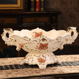 Rural Style Ceramic Fruit Tray European TV Cabinet Tea Table Decoration Home New House Decoration Handmade Ceramic Fruit Basket