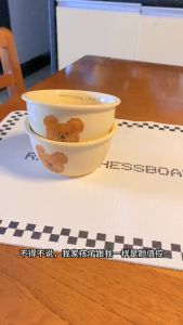 Bộ 2 thìa 2 bát gấu nâu ngộ nghĩnh chống vỡ an toàn cho bé