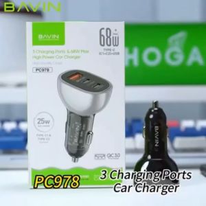BAVIN PC978 68W 25W 18W  Three Charging Port Qualcomm 3.0 for SUV Van Car w/ PD Fast Charging USB-C Car Charger