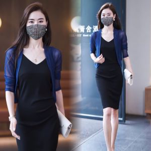White Lace Shoulder Wrap Cardigan Womens Summer Lightweight Mesh Cover up Top V-Neck Short Sleeve Korean Style Outerwear