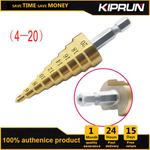 KIPRUN 4-20mm HSS Titanium Coated Step Universal Drill Bit Set 4-20mm HSS Titanium Coated Step Drill Bit Drilling Power Tools for Metal High Speed Steel Wood Hole Cutter Cone Drill