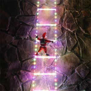 Santa Climbing Ladder LED Warm Fairy String Light Xmas Decor For Indoor Window Wall Christmas Tree Home Holiday Lighting