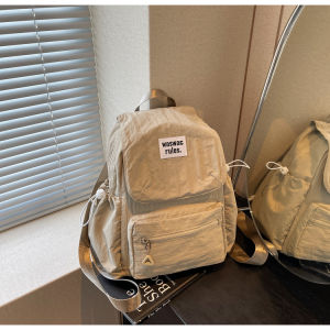 2025 New Leisure Sports Backpack Korean Style Travel Pure Color Small Bookbag Large Capacity Versatile Flip Cover Class Bag