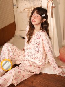 GONGDIE | Heat Retention Warm Long Sleeve Pajama Set