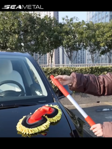 SEAMETAL Car Mop Universal Car Wash Mop Car Cleaning Brush Dual-Head Mop Extendable Aluminum Handle Soft Durable 360 Rotatable