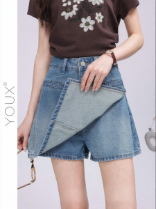 YOUXIANG | Chân Váy Jeans Ngắn Đa Năng Cao Waisted Giảm Béo