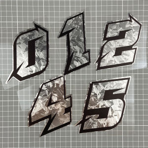 1PC Silver Carbon Fiber Vinyl Number Motorcycle Sticker Waterproof DlY Helemt Front Windshield Fuel Tank Scooter Vinyl Decal