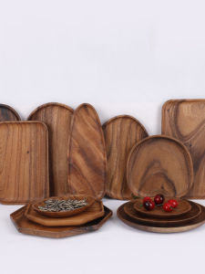 Handmade Walnut Wood Cup Mat Irregular Coffee Plate Nuts Snack Plate Wooden Tableware Plate Dish Eight-sided Shape General Use
