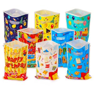 20Pcs Happy Birthday Printed Plastic Gift Bags for Kids Candy Cookies Packaging Tote Bag Birthday Party Supplies Decorations