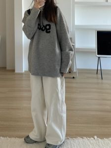 Quần Jeans Ống Rộng Ôm Vừa Vặn Màu Trắng Cho Nữ Mùa Xuân Thu Quần Ống Thẳng Rộng Cạp Cao Quần Jeans Denim Lót Lông Cừu Mỏng