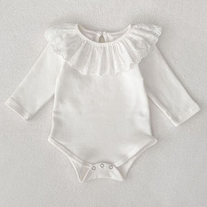 0-24M Autumn Baby Girl Romper Baby Girl Clothing Toddler New Girls Lace Collar Romper Cotton White Infant Baby Girls Jumpsuit