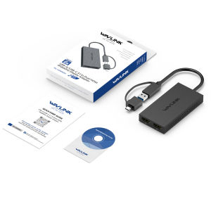 WAVLINK USB 3.1/USB C to Dual HDMI Adapter DisplayLink Dual 4K/60Hz Monitor Hub for Dell HP Surface Lenovo Compatible with Windows and M1/M2/M3 Mac