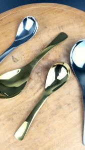 SUBRON Soup Spoon Sendok Bebek Set 6pcs Sayur Kuah Bubur Alat Makan Besar Kecil Stainless Siler Gold