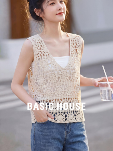 Basic House | Stylish Lace-up Cotton Sleeveless Sweater