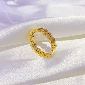 A.one Lucky Ring Charm Money Catcher Coin Stainless Steel Fashionable Ring for Women COD