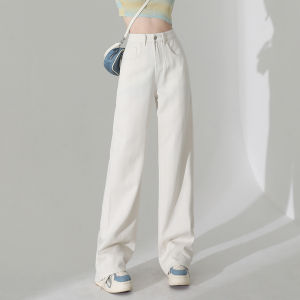 High-Waist Slim-Fit Jeans for Women Spring Season New Arrival Wide-Leg Straight-Leg Casual Pants with Zipper