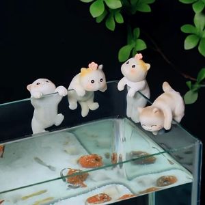 CocoMilan Resin Cartoon Cats Figurines Landscape Ornaments for Fish Tanks Aquarium Decors