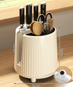 Rotating Multi-Functional Kitchen Storage Rack Home Knife Tool Organizer Box Integrated Chopsticks Spoon Storage Solution