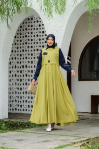 (9) RAFIKA AYAKO  Baju Gamis Midi Wanita Terkini Ayako Midi Dress by Rafika Store. Nazra Sha