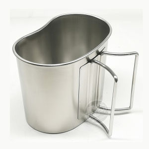 Outdoor Picnic Stainless Steel Marching Cup with Lid Water Kettle Cup Saucer Military Camping Hiking Outdoor Portable Boiling Water