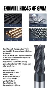 Endmill Diameter 8mm HRC45 Carbide 4F D8 End mill 8 mm