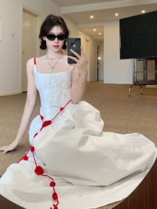 Stunning Unique Beautiful Dress for Important Occasions Elegant High-End Feel Trendy Summer Long Strapless Cotton Gown