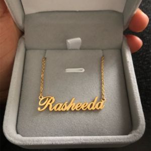 (Name Personalized Necklace, Customized Nameplate Pendant, Stainless Steel Choker Necklace, Name Customization Necklace)