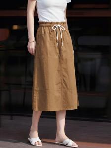 Basic House | Chic Cotton A-Line Utility Skirt Mid-Length