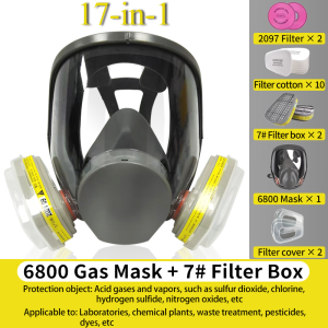 6800 Full Face Respirator Mask (17-in-1 Kit) with 2091 Dust Filter - Protection Against Organic Gases Paint Spray  Dust.