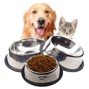 Mangkok Makanan Hewan Peliharaan Stainless Steel: Wadah Anti Selip untuk Anjing & Kucing