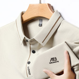 Counter Big Brand Polo Big Sale Short Sleeved T-shirt T-shirt Mens Classy Ice Silk Seamless Middle-Aged Men Contrast Color Lapels Polo Shirt