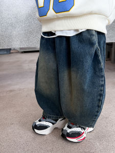 Cool Wide Leg Jeans Boys Denim Pants Baby Autumn Clothes Lantern Long Trousers Childrens Fashionable Loose Fit Kids Trousers