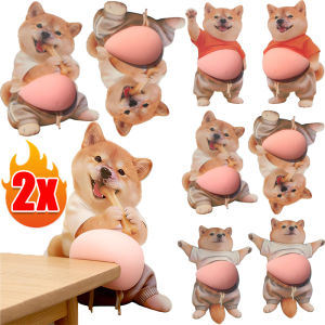 2pcs 3D Cute Shiba Inu Pinch Stickers / Orange Apparel Shiba Inu Sticker / Anti-Collision Dog Belly Protectors / DIY Cars Phone Case Wallpaper Decors