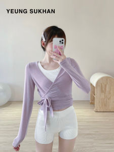 Áo Khoác Cardigan Hở Cổ Chữ V Thể Thao Yoga Yeungsukhan Dành Cho Nữ Áo Khoác Dài Tay Vải Nylon Mùa Đông 2023 Thường Ngày
