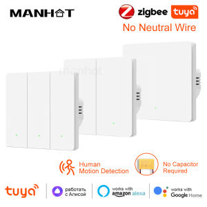 New Tuya Zigbee Smart Wall Light Switch Human Motion Sensor Switch No Neutral No Capacitor Required Work With Alexa Google Home