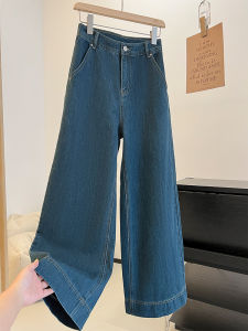 Blue Wide Leg Jeans Womens Casual Loose Pear Shape Body Straight Long Trousers Trendy High Waist Zipper Winter Spring New Arrival