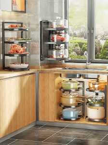 Rak Panci Dapur Stainless Steel 2 3 4 5 7 Susun Serbaguna Untuk Wajan dan Pot