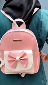 VANIA Tas Ransel Wanita Mini Plat Fashionable Korean Stylish Bahan Kulit Sintetis Miniso Resleting Tali Panjang Gantungan Kulit Gratis