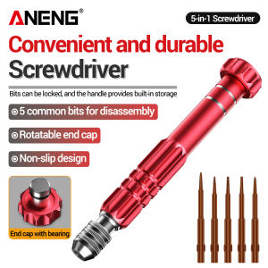 ANENG | ANENG 5‑in‑1 Magnetic Precision Screwdriver S2 Alloy Steel Bits Aluminum Alloy Handle For Precision Equipment Disassembly Repair