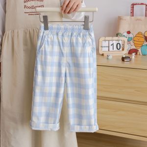 Sweet Long Sleeve Cartoon Hoodie Check Pants Set