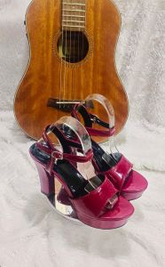 sandal heels double hak tinggi 10cm kode 001