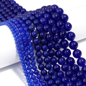 4/6/8/10/12mm Natural Dark Blue Chalcedony Stone Bead Round Gem Beads for Jewelry Making DIY Bracelet Necklace Beaded Materials