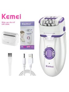 Kemei | Máy Cạo Râu Điện Dành Cho Nữ Kemei KM-2668 Máy Tẩy Lông Toàn Thân 2 Trong 1 Có Thể Sạc Lại Với Phụ Kiện Tông Đơ Để Cạo Toàn Thân