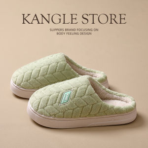 Womens Home Cotton Slippers Thick Bottom Indoor Winter New Style Plush Warm Anti-Slip Princess Style Sewing Line EVA Sole