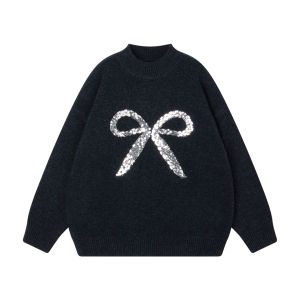 MUCMUKN | Sequins and Bow Merino Wool Sweater