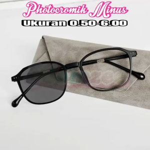 Kacamata Wanita Pria Lentur Anti Patah Lensa Photocromik Minus 0.50-6.00 FG2127 Optik