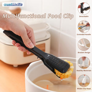 JustLiving ที่คีบสลัดอาหารคีมคีบอาหาร PP แบบพรีเมี่ยม1ชิ้นที่คีบขนมปังอาหารที่คีบ/กระเป๋าใส่กล่องอาหาร/ที่คีบอาหารคลิปอเนกประสงค์และที่ระบายน้ำ2-In-1 ไม่ลื่น กระเป๋าใส่กล่องอาหารทนอุณหภูมิสูง